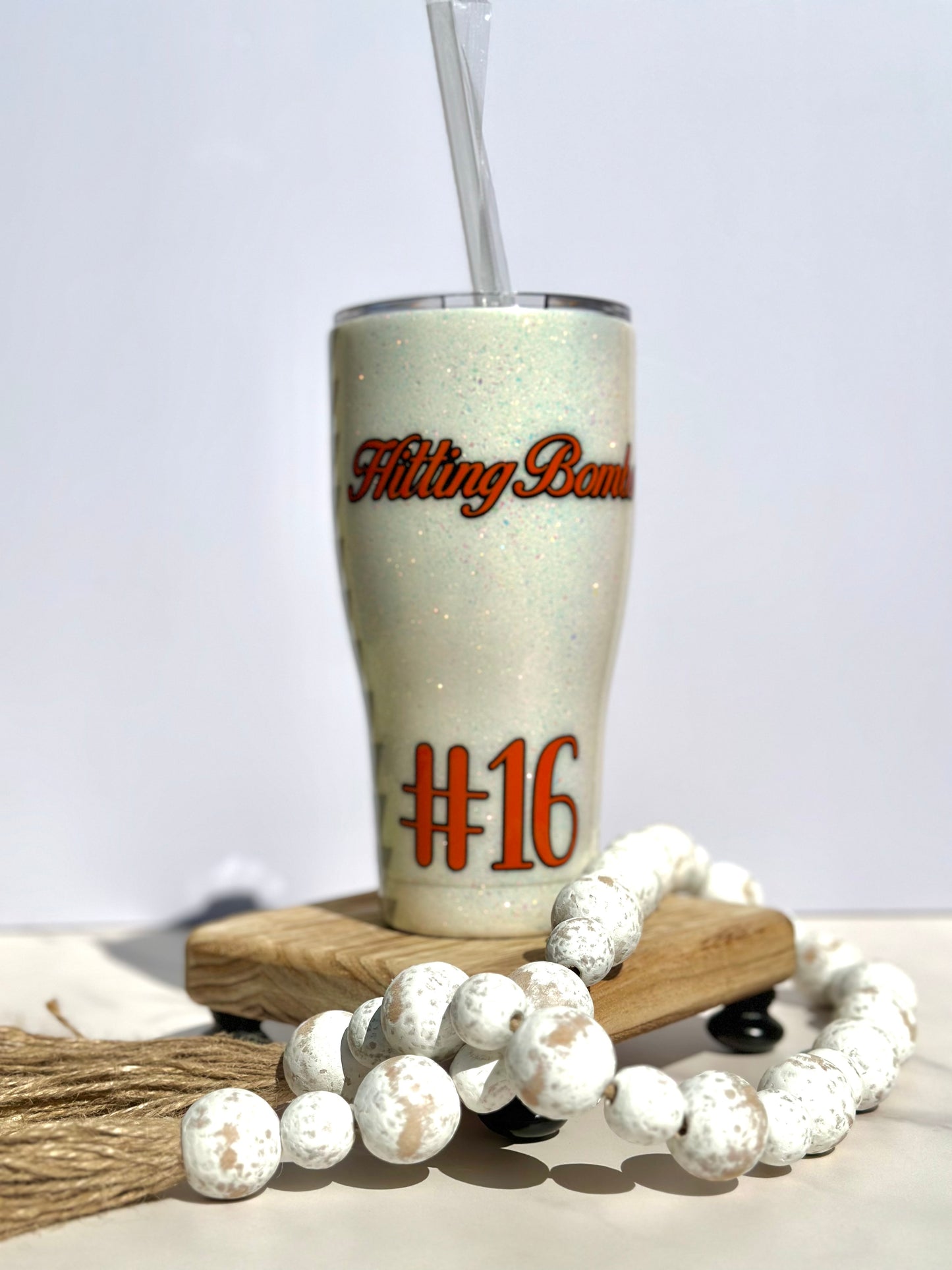 30 oz curve glittered tumbler Hitting Bombs