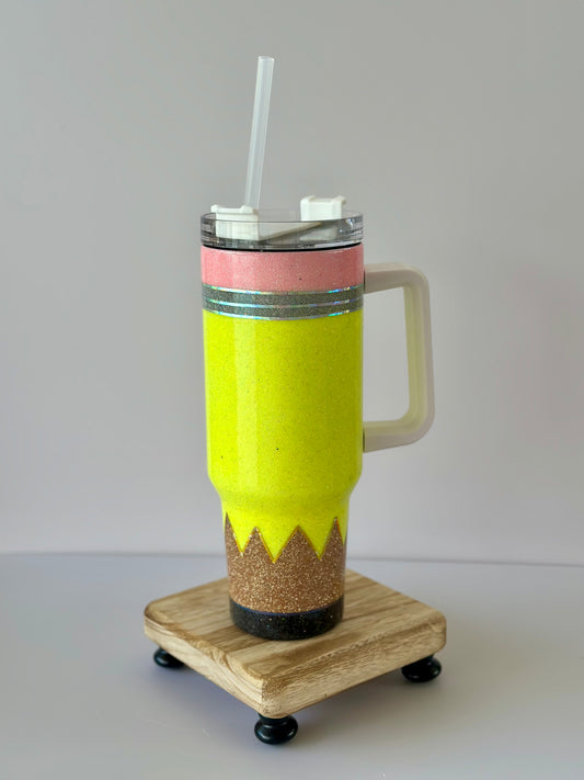 40oz glitter pencil tumbler